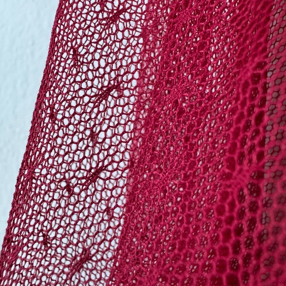 PRETTY ANGEL Gorgeous Red Gypsy Goth Boho Lace One Button Ruffle Top / Size XL - Picture 10 of 16